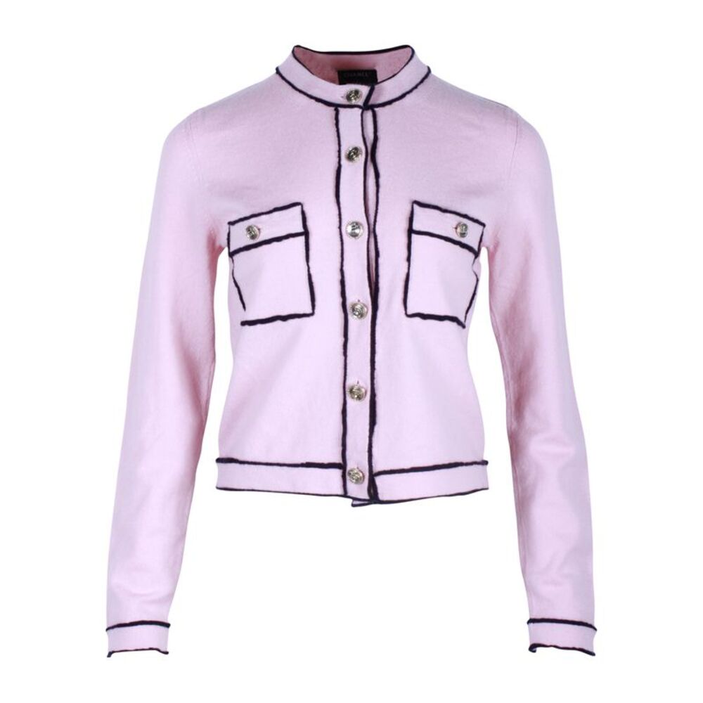 CHANEL Pink Sweater with Black Trim
